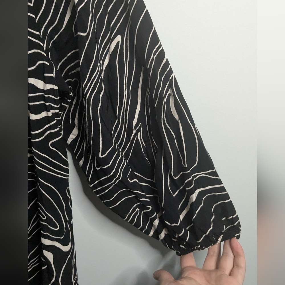 ZARA Black and white printed midi dress - size M - Picture 5 of 8